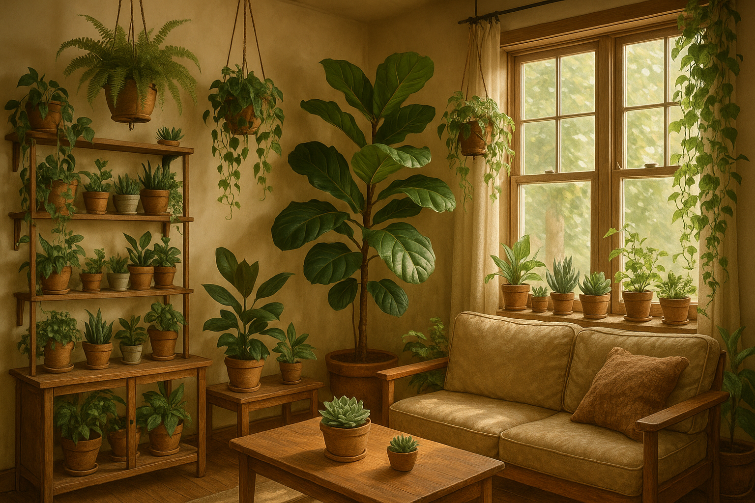 room with plants